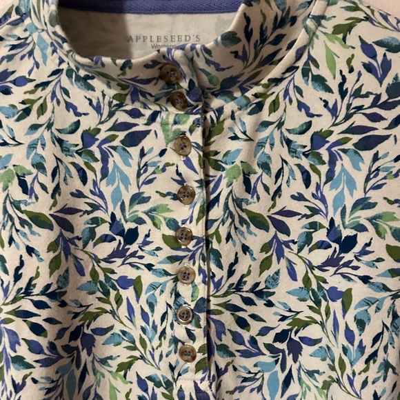 Appleseed's‎ Blue and Green Leaf Print Shirt - Picture 3 of 9